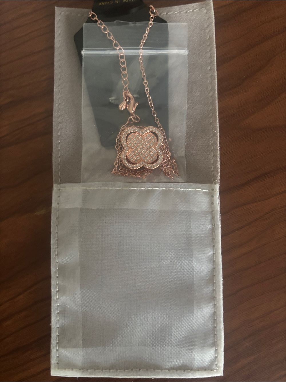 Rose Gold Pavé Floral Pendant Necklace for Women